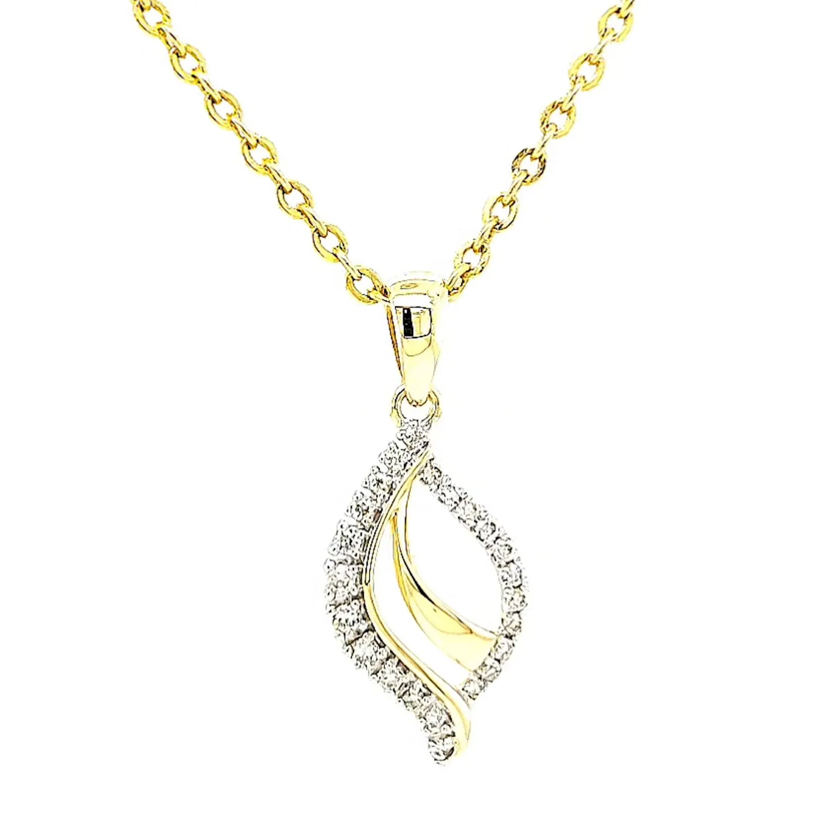 9ct Two Tone Gold with 0.10 Carat tw of Diamond Pendant