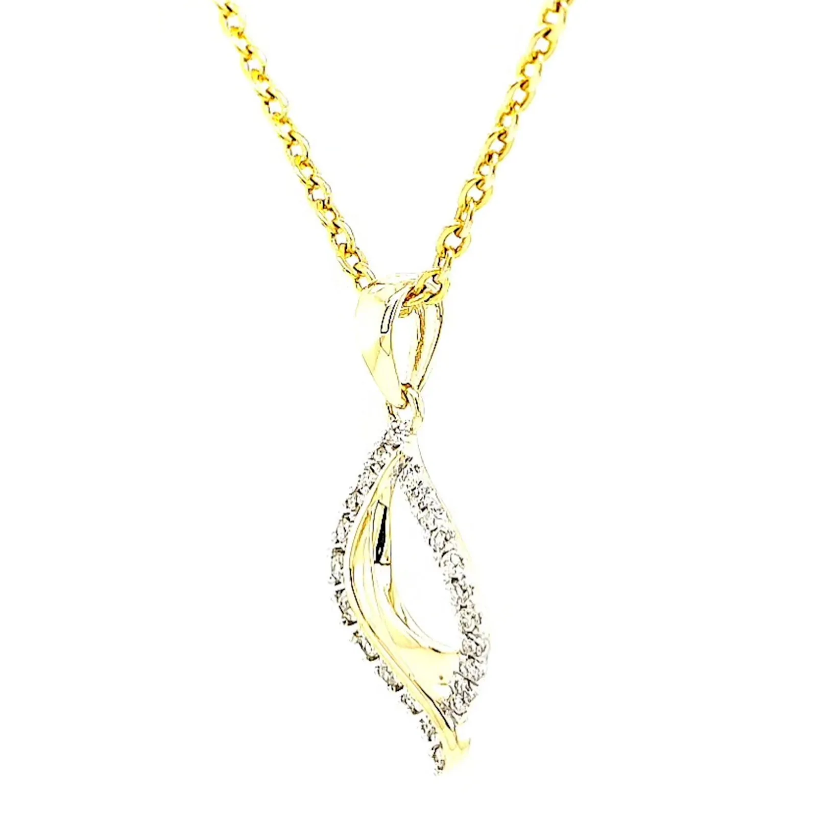 9ct Two Tone Gold with 0.10 Carat tw of Diamond Pendant