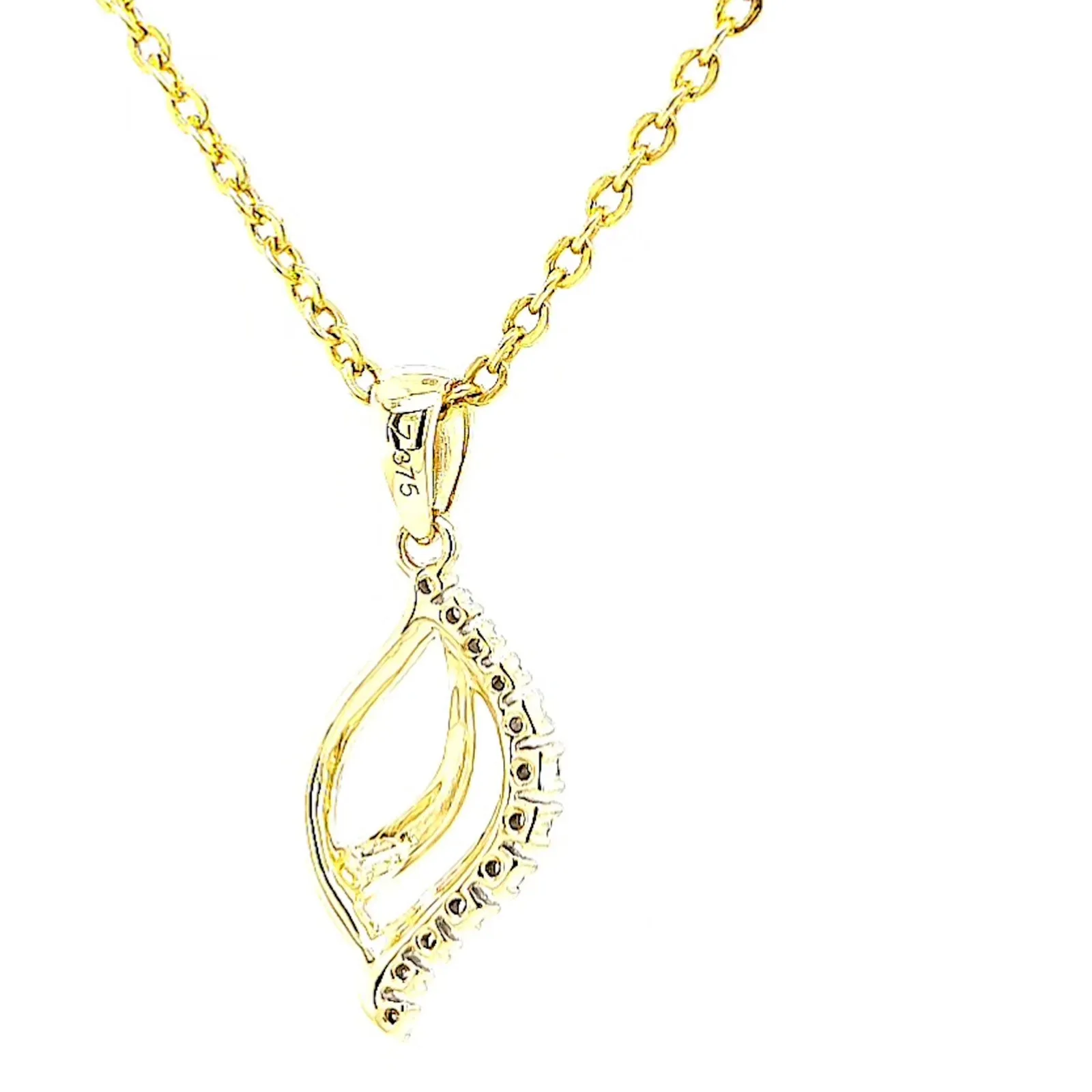 9ct Two Tone Gold with 0.10 Carat tw of Diamond Pendant