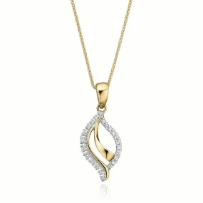 9ct Two Tone Gold with 0.10 Carat tw of Diamond Pendant