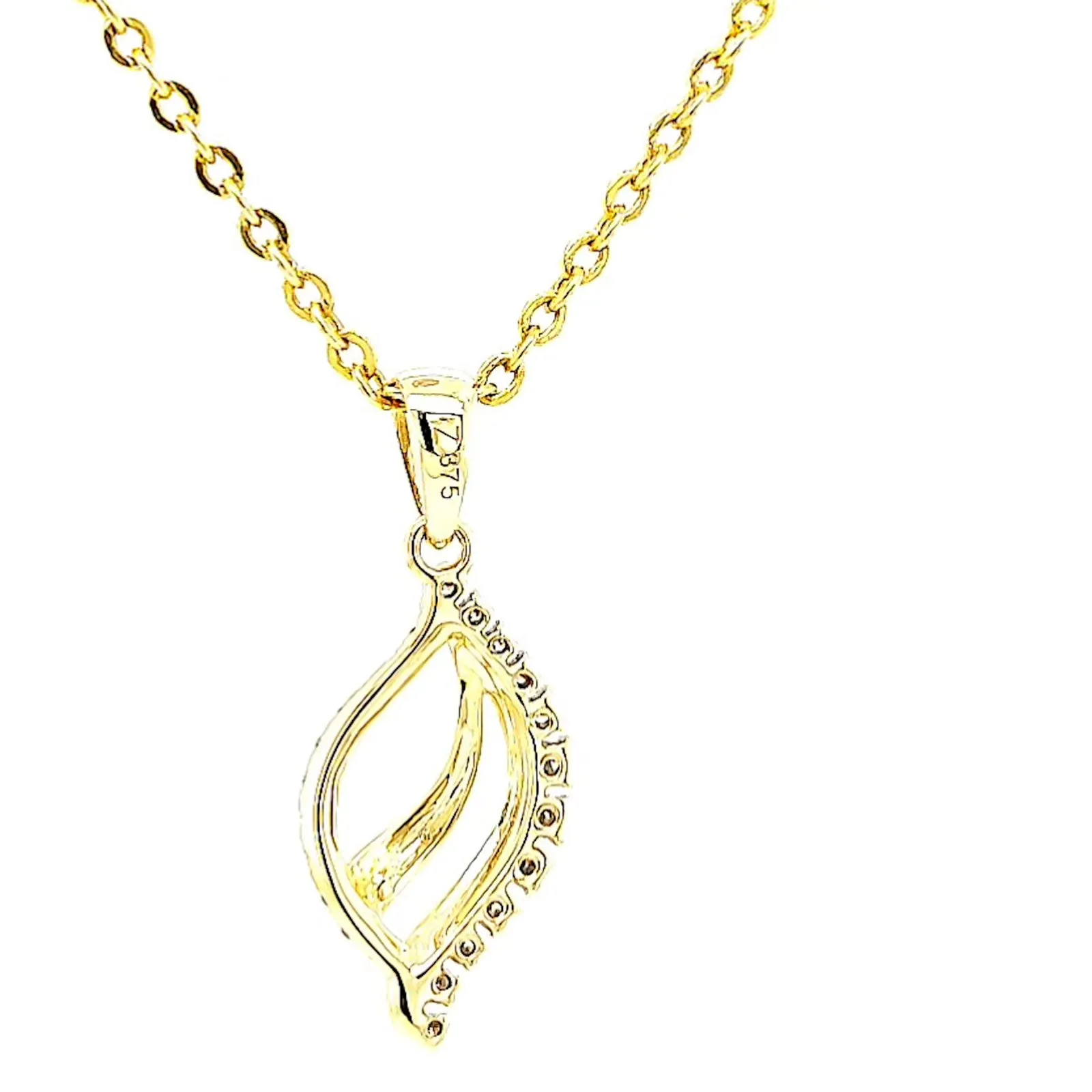 9ct Two Tone Gold with 0.10 Carat tw of Diamond Pendant