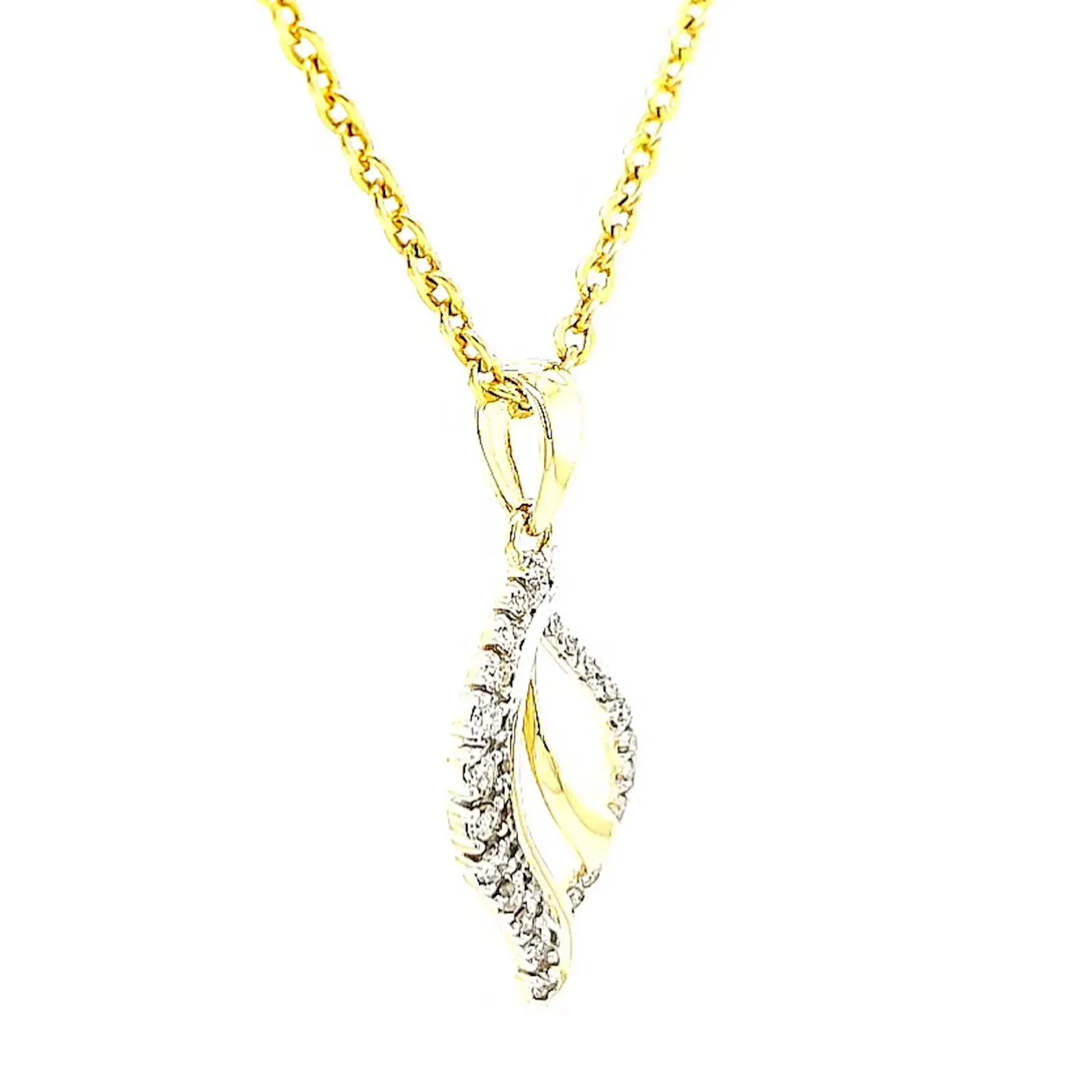 9ct Two Tone Gold with 0.10 Carat tw of Diamond Pendant