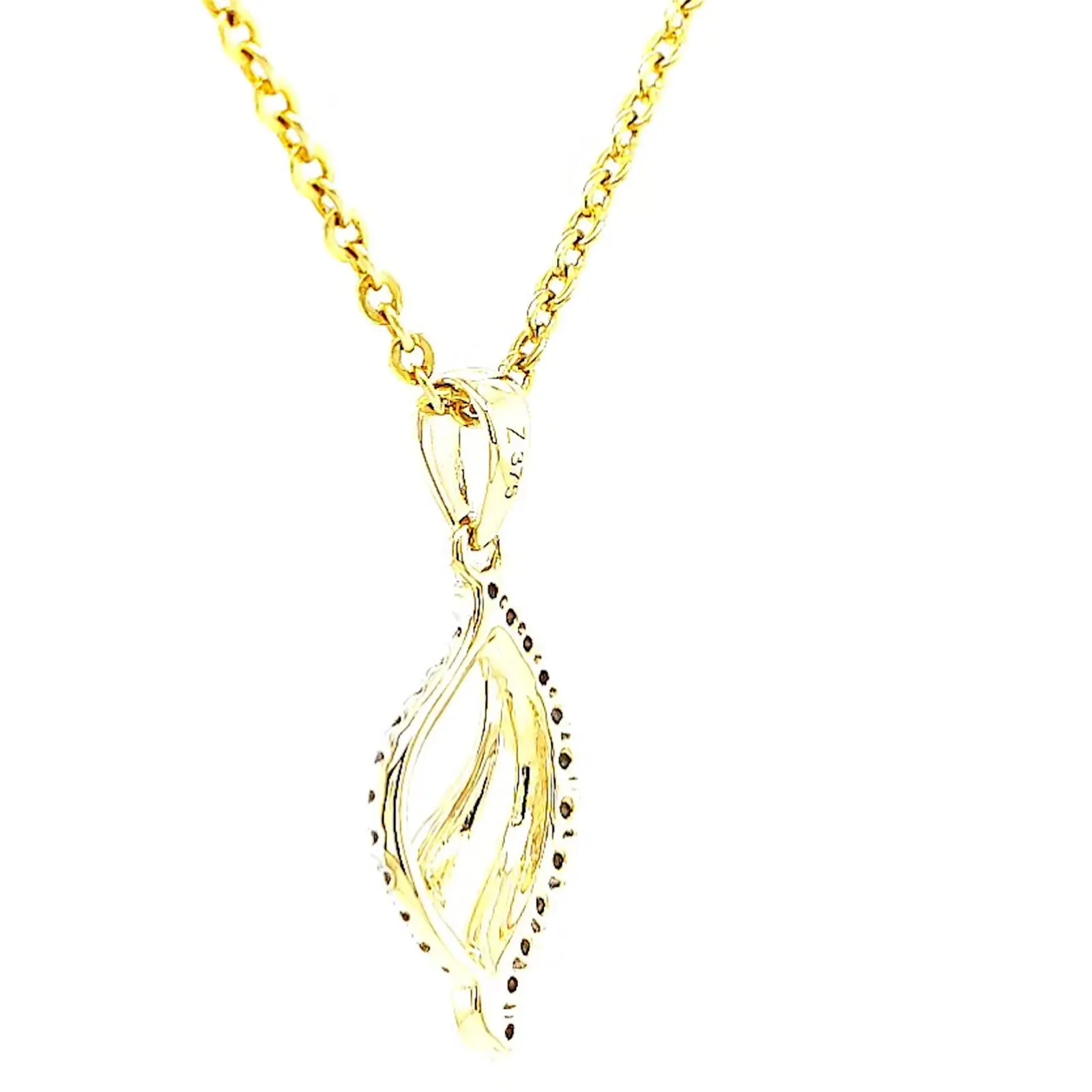 9ct Two Tone Gold with 0.10 Carat tw of Diamond Pendant