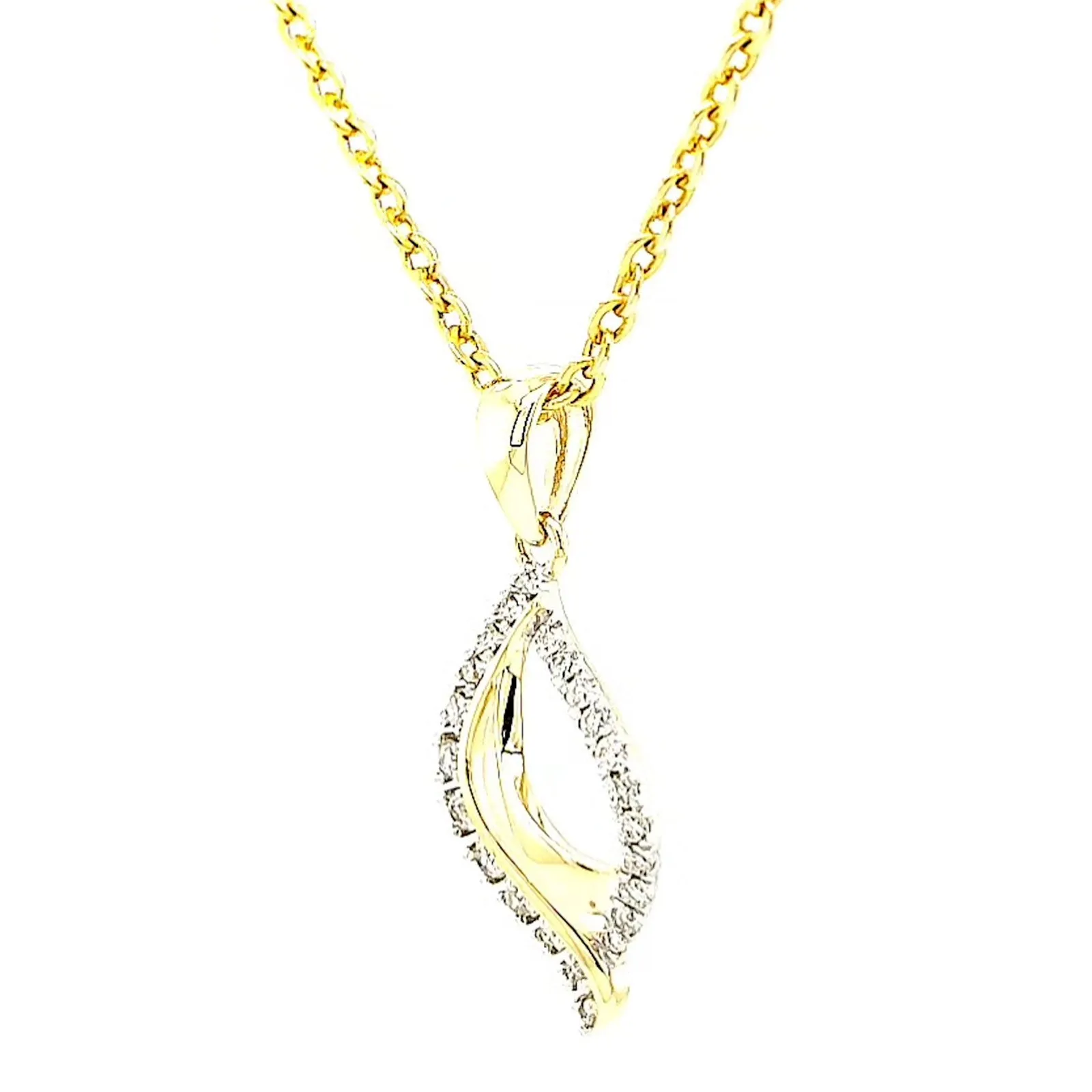 9ct Two Tone Gold with 0.10 Carat tw of Diamond Pendant