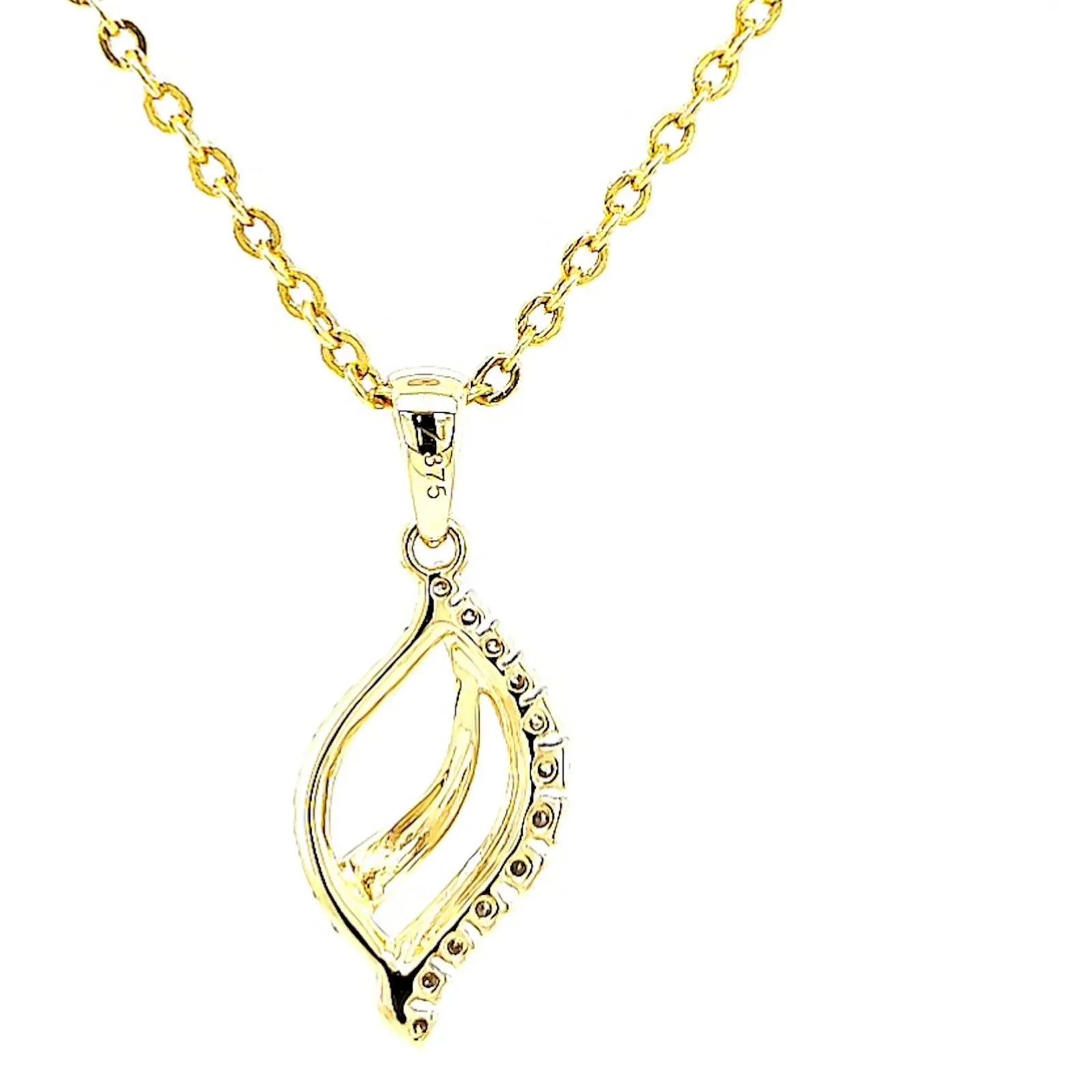 9ct Two Tone Gold with 0.10 Carat tw of Diamond Pendant