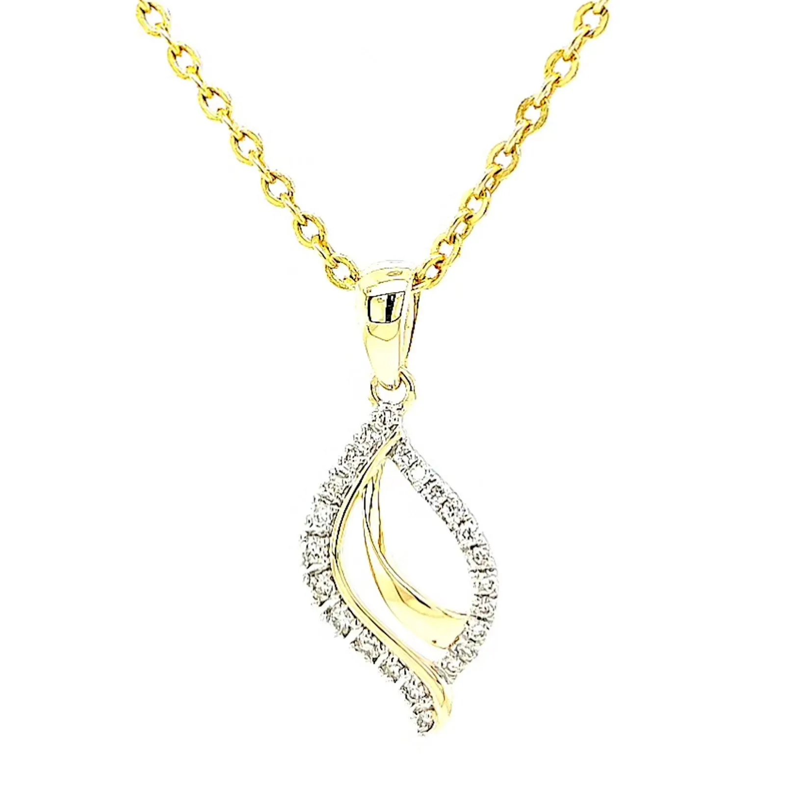 9ct Two Tone Gold with 0.10 Carat tw of Diamond Pendant