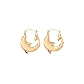 9ct Yellow Gold Dolphin Creole Earrings ER488