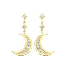 9ct Yellow Gold Zirconia Moon Drop Earrings ER1183