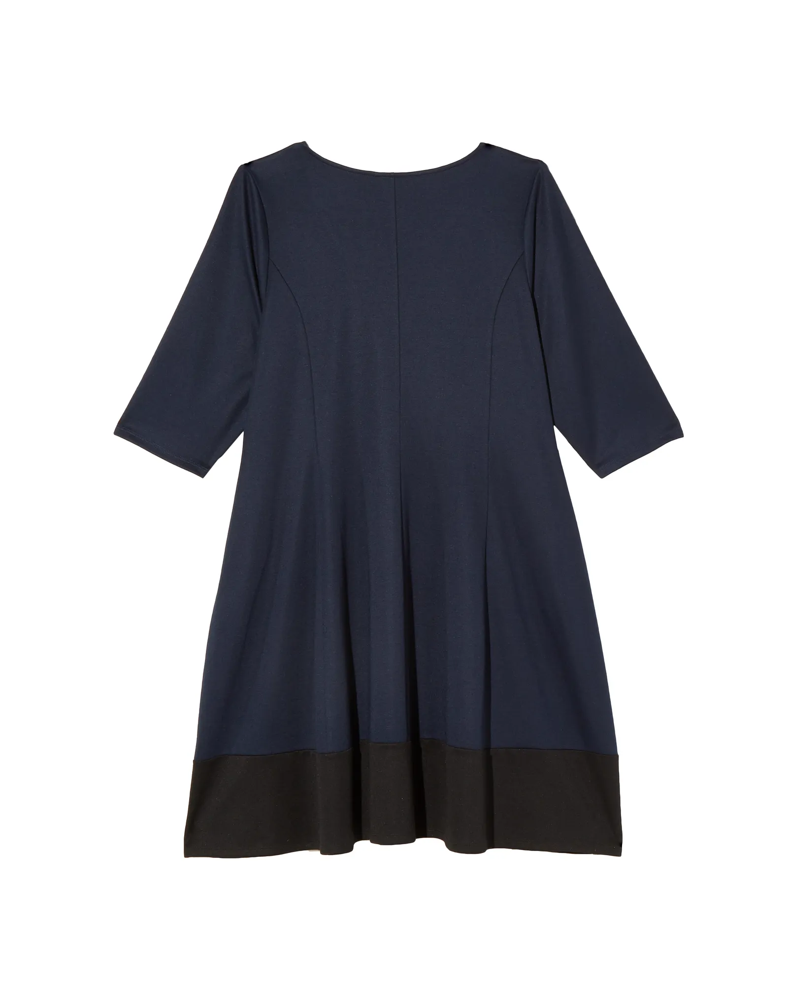 Abbie 3/4 Sleeve A-Line Color Block Dress | Navy