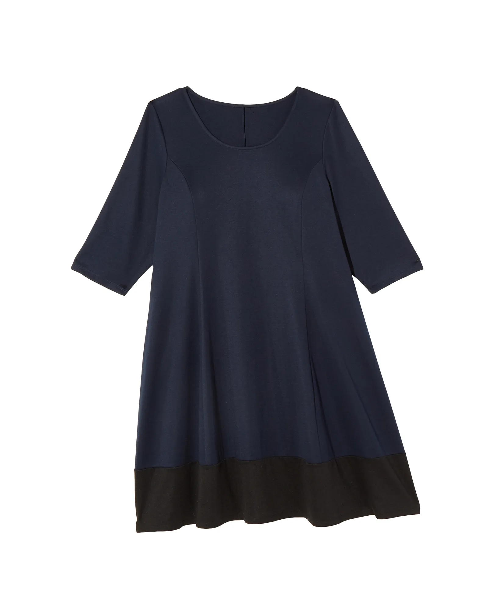 Abbie 3/4 Sleeve A-Line Color Block Dress | Navy