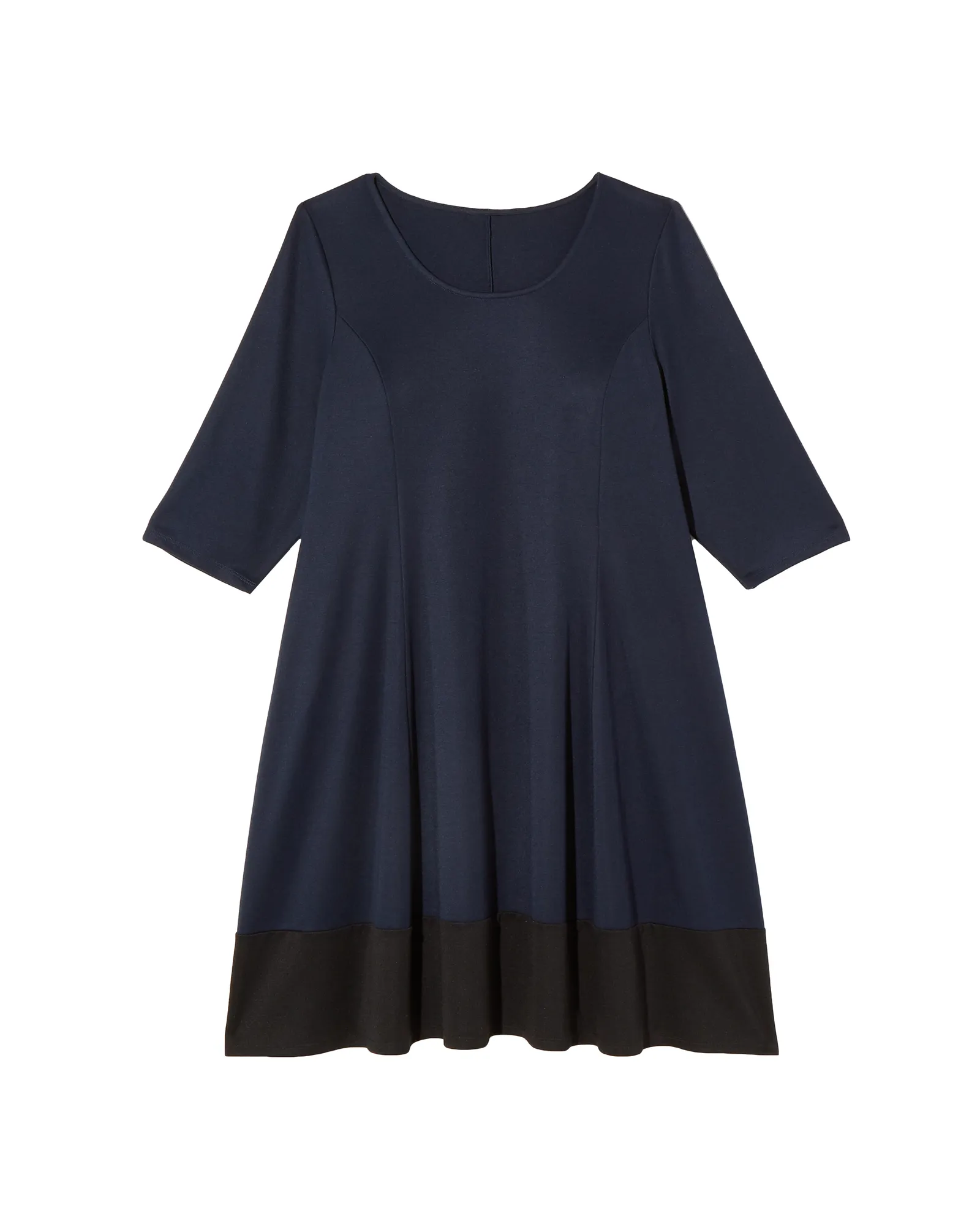 Abbie 3/4 Sleeve A-Line Color Block Dress | Navy