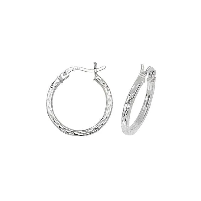 Acotis Silver Hoop Earrings Dia Cut G5717