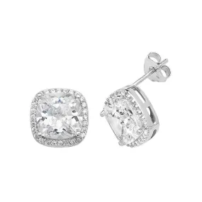 Acotis Silver Stud Earrings Cushion Zirconia G51125