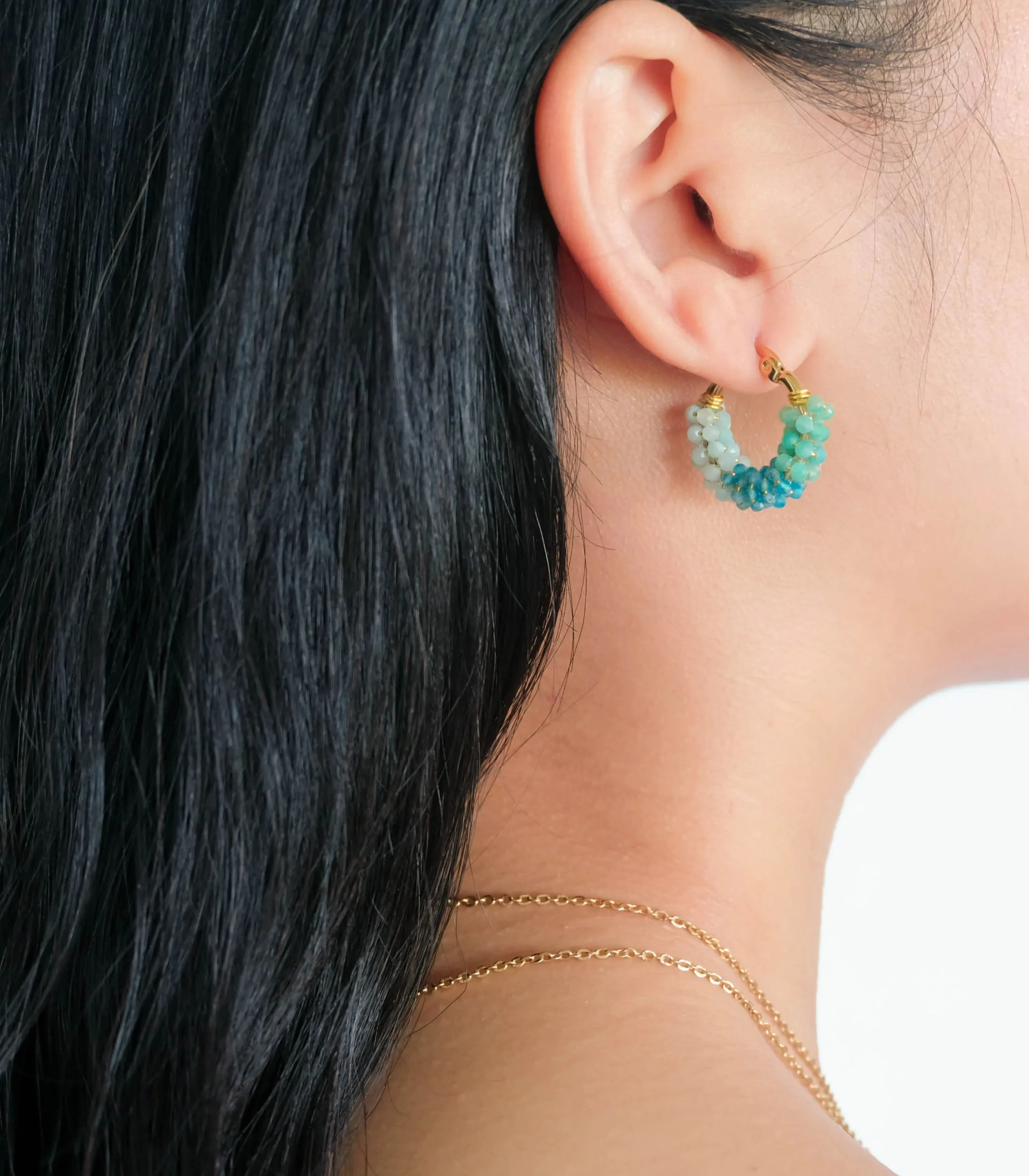 Agua Ocean Gemstone Hoop Earrings