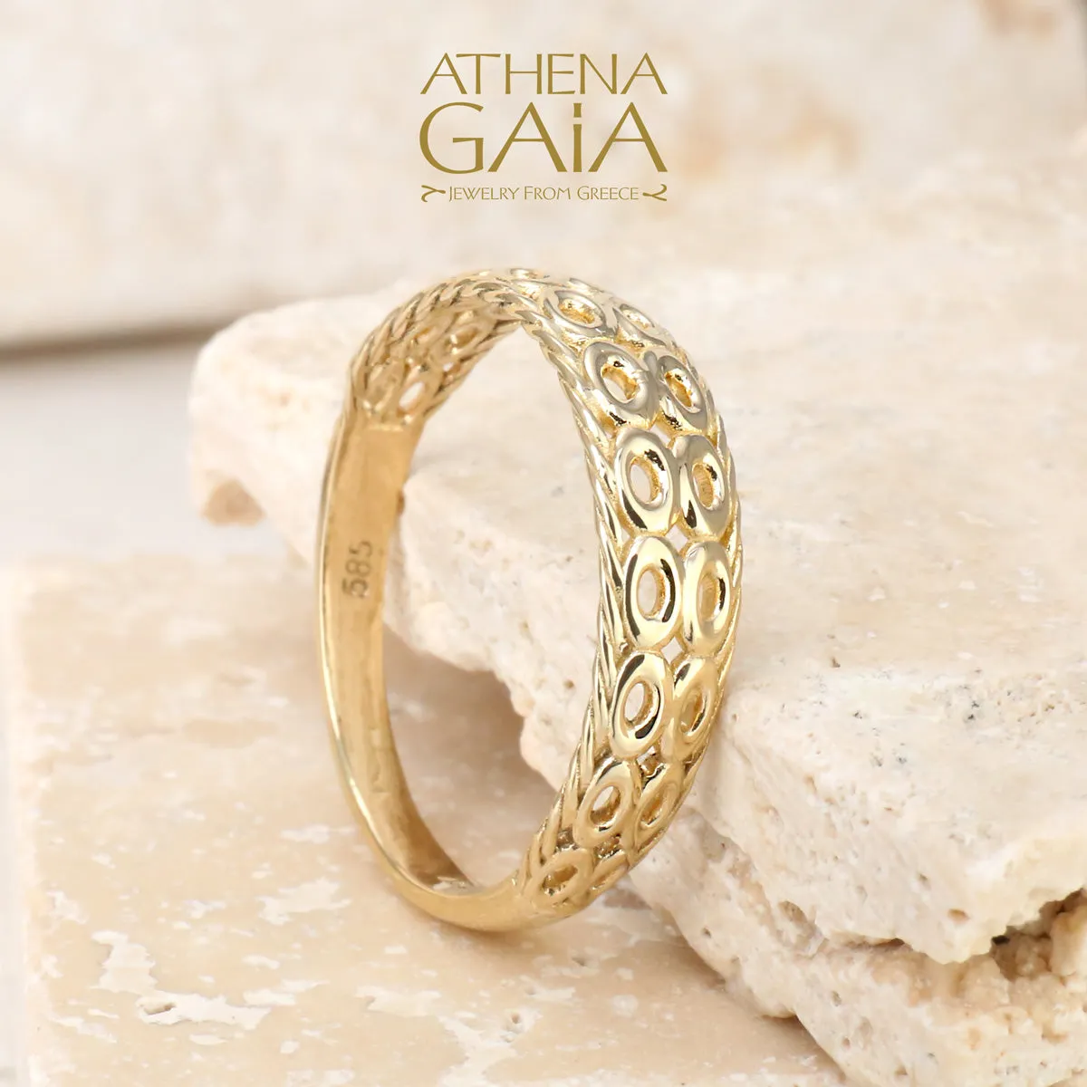 Al'Oro Rope and Circles Ring Size 8.75 (In-Stock)