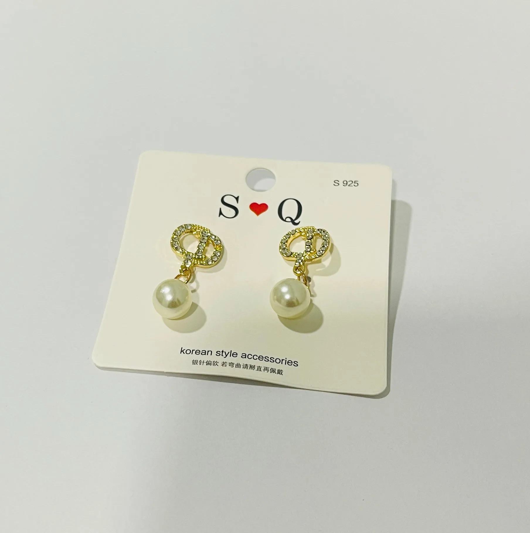 Alphabet Earrings Women's Luxury Gold Color Pearl Stud Earrings S2466965