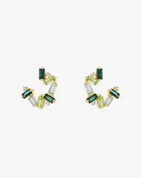 Amalfi Burst Green Mix Sideways Mini Hoops