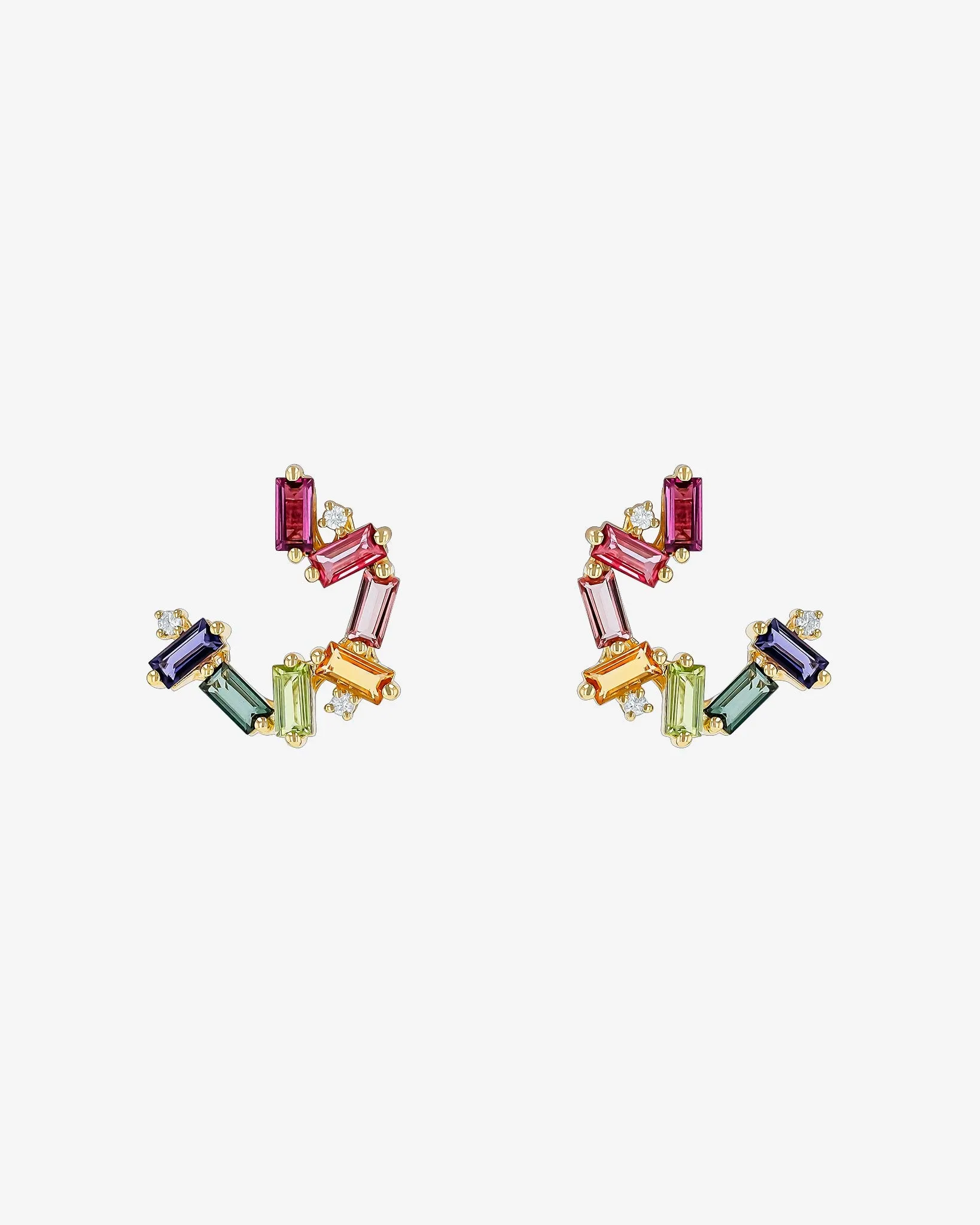 Amalfi Burst Rainbow Sideways Mini Hoops