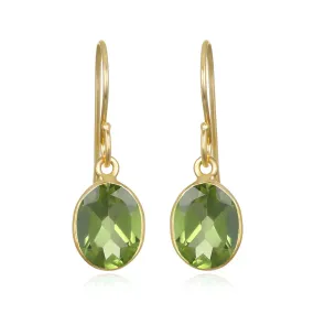 Amelia Rose Jewelry - Bezeled Oval Gemdrop Earrings (Peridot/Gold)