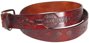 American Biker Embossed Brown Leather Belt