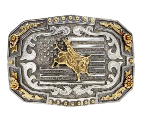 American Bullrider Flag Belt Buckle