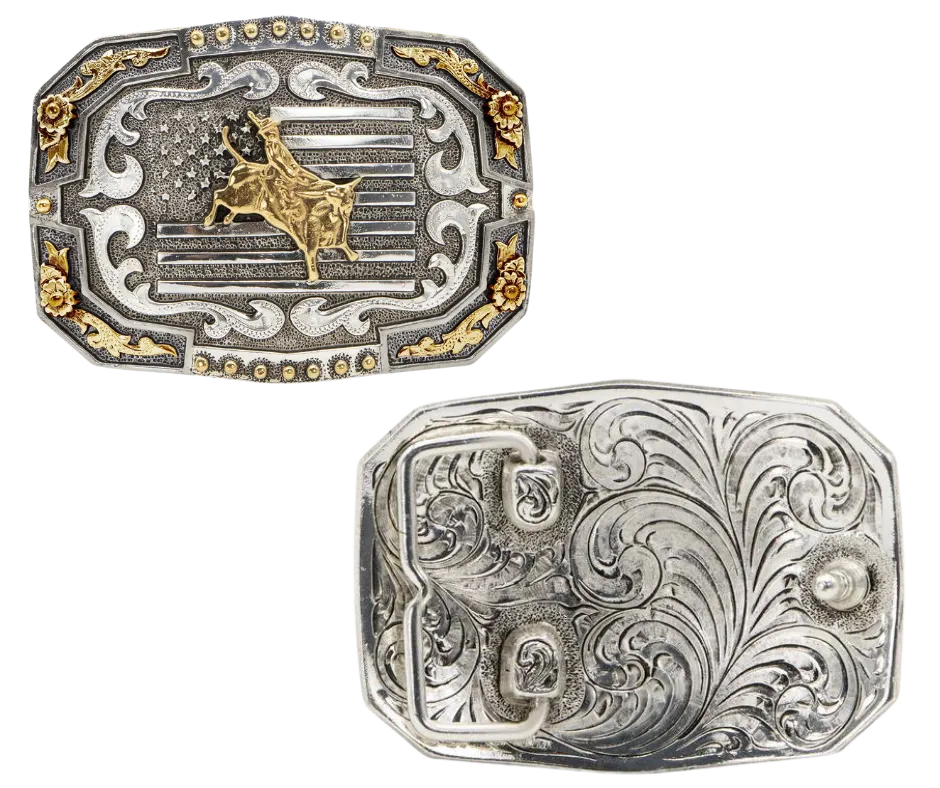 American Bullrider Flag Belt Buckle