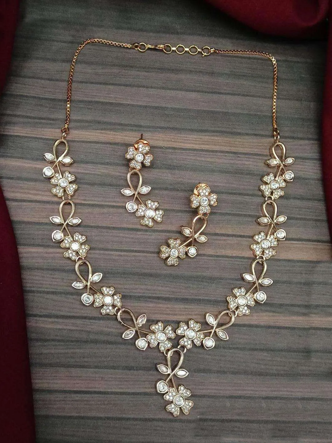 American Diamond Necklace Set With Earrings