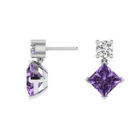 Amethyst and Diamond Stud Earrings