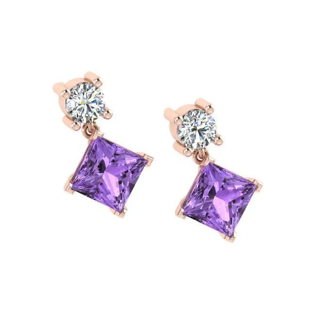 Amethyst and Diamond Stud Earrings