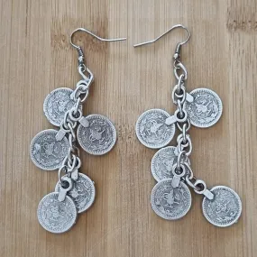 Anatolian Boho Chandelier Earrings - "Turkish Coins"