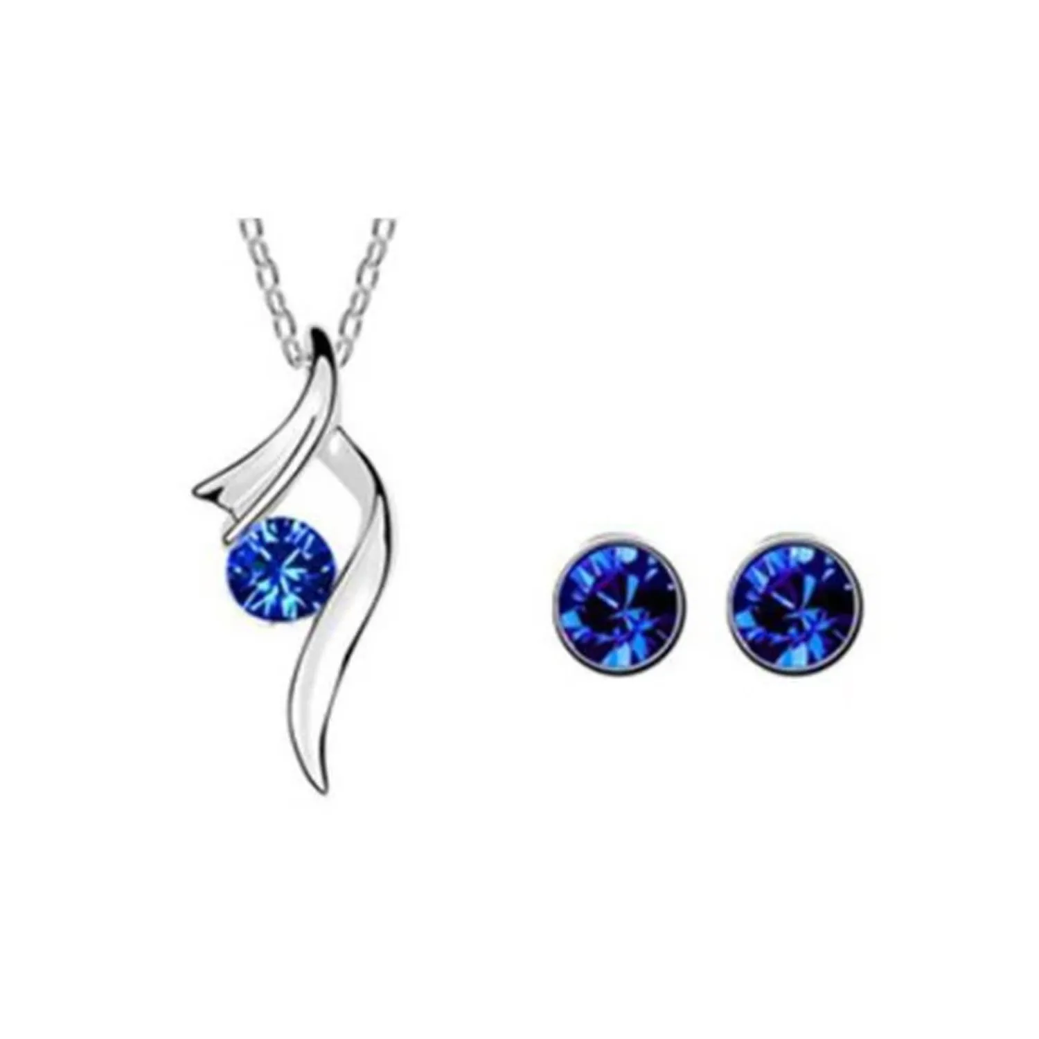 Angel Wing Austrian Crystal Jewelry Set, Necklace and Stud Earrings