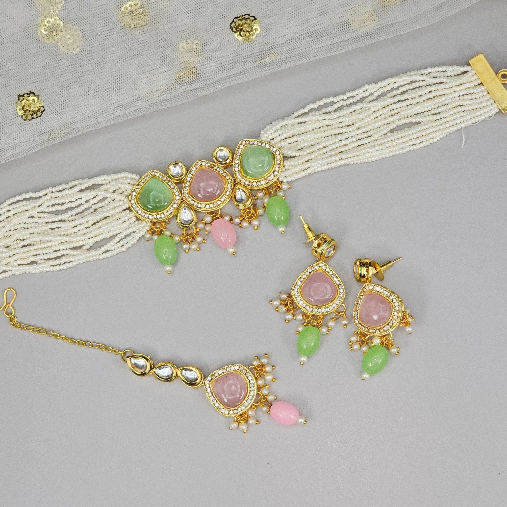 Anmol Kundan Choker Set - Elegant Handcrafted Jewelry for Any Occasion