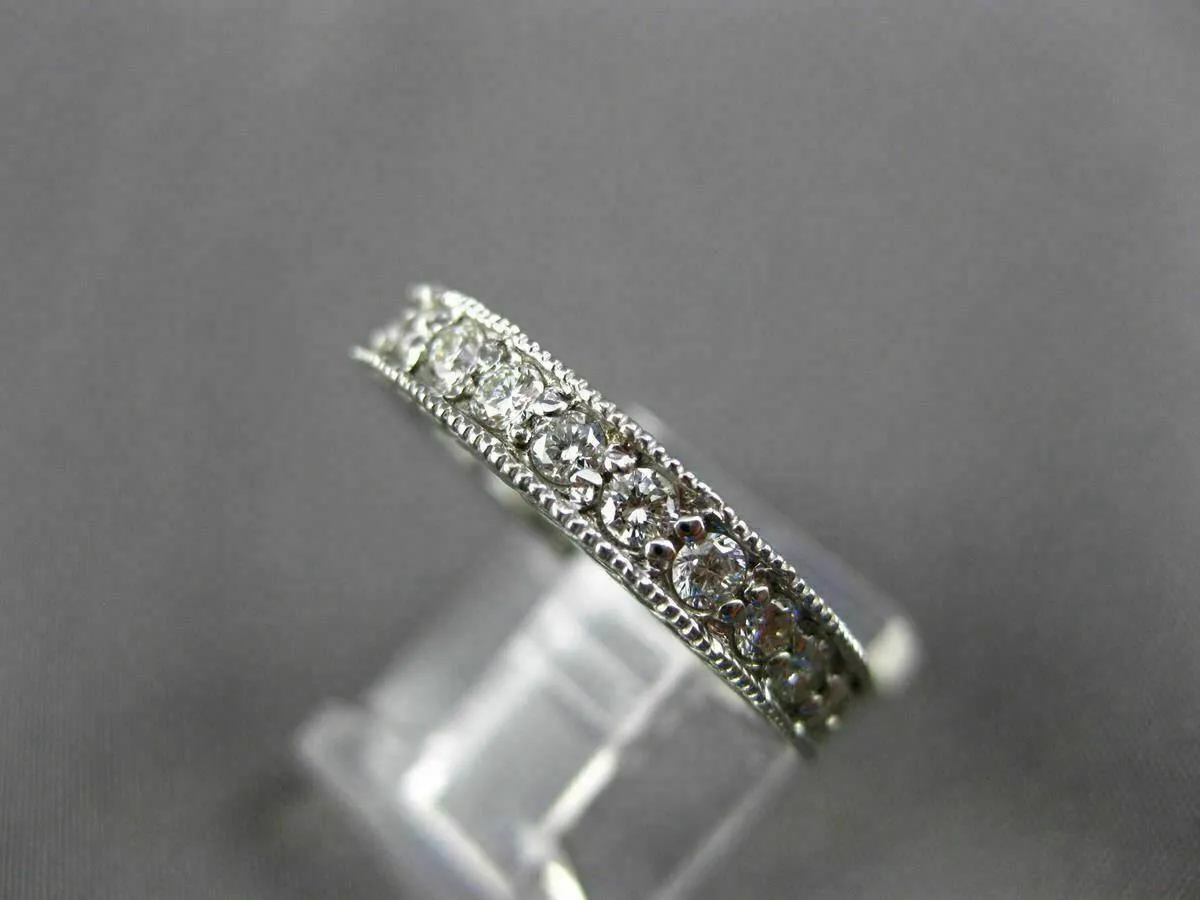 ANTIQUE .90CT DIAMOND 14KT WHITE GOLD FILIGREE ETERNITY ANNIVERSARY RING #18731