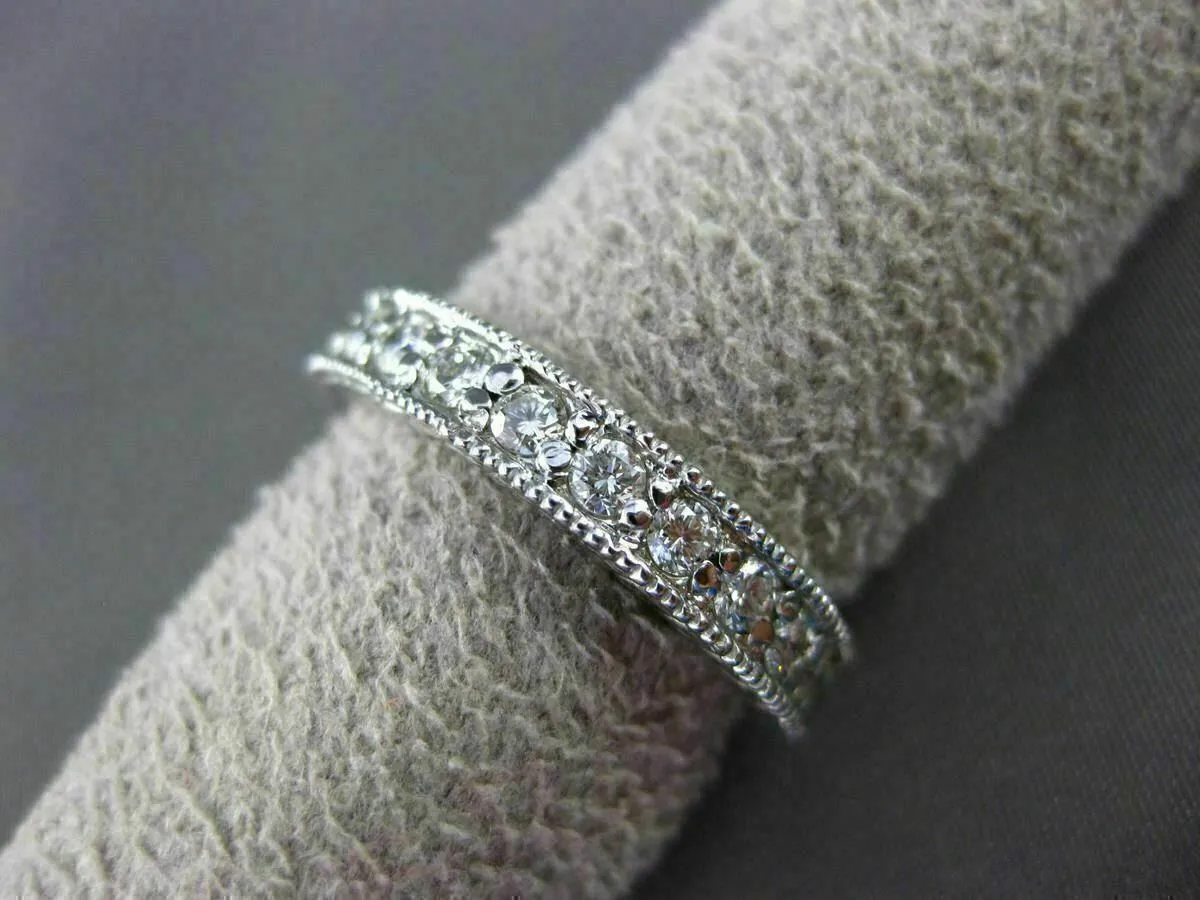 ANTIQUE .90CT DIAMOND 14KT WHITE GOLD FILIGREE ETERNITY ANNIVERSARY RING #18731