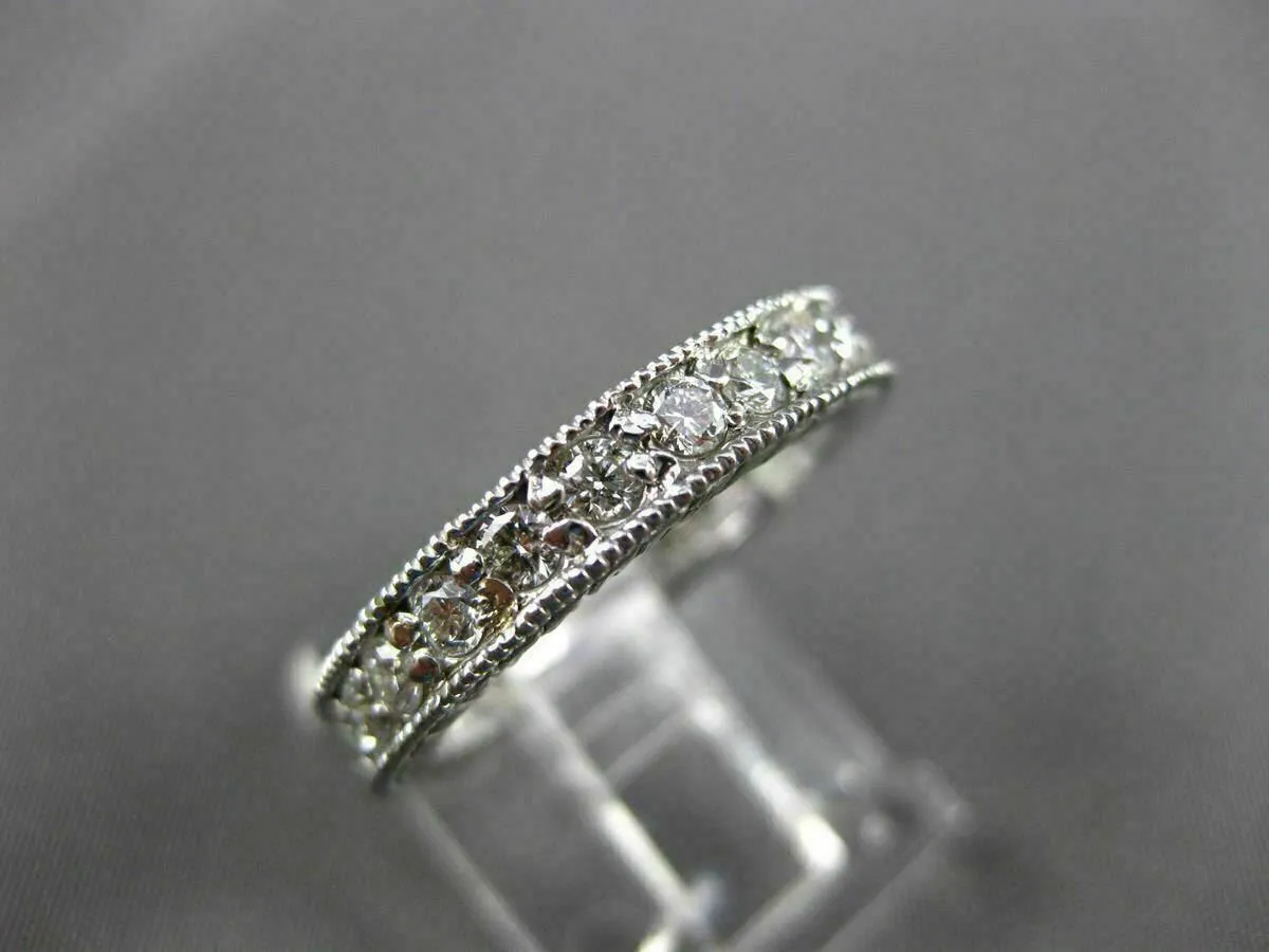 ANTIQUE .90CT DIAMOND 14KT WHITE GOLD FILIGREE ETERNITY ANNIVERSARY RING #18731