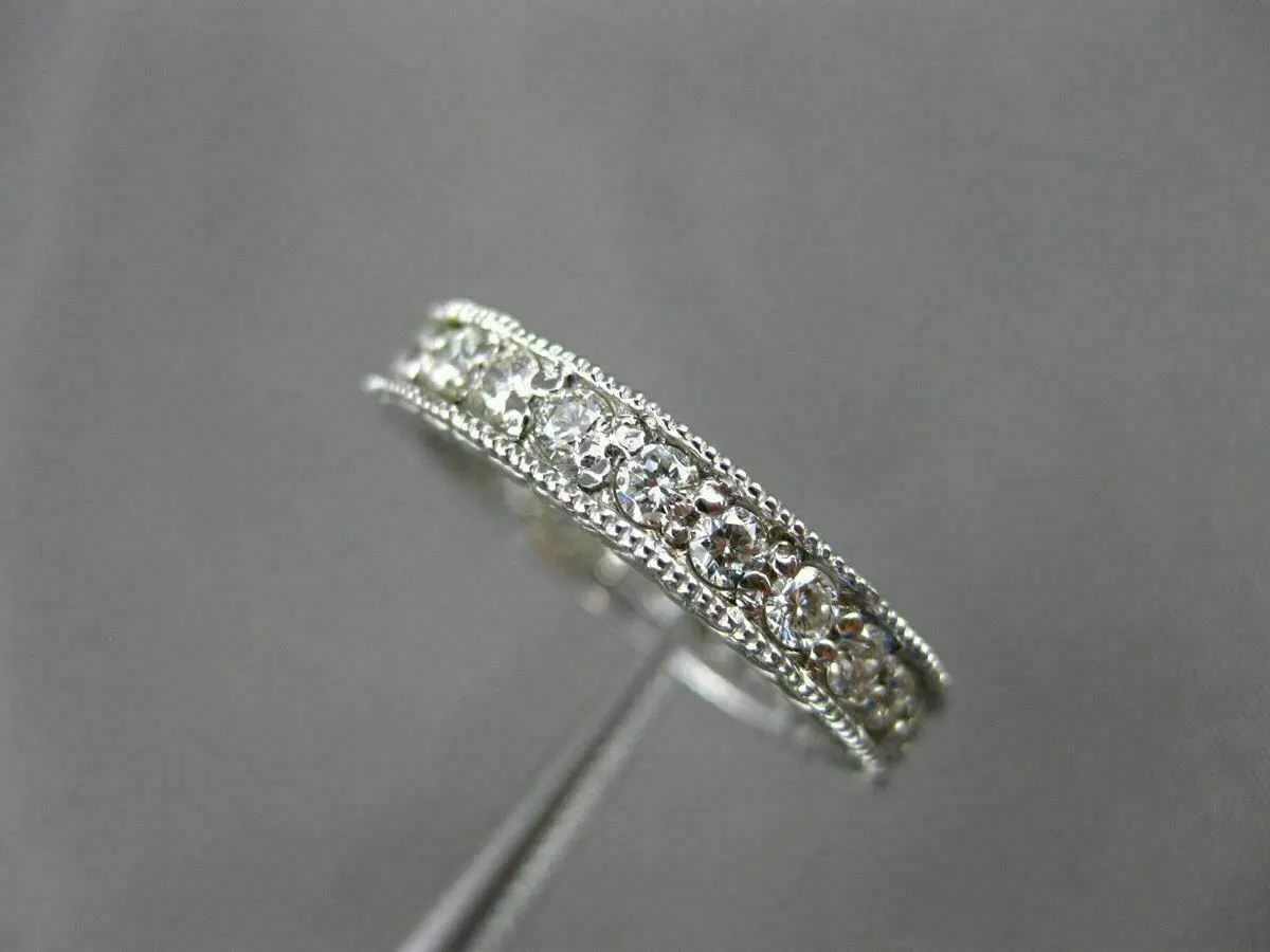 ANTIQUE .90CT DIAMOND 14KT WHITE GOLD FILIGREE ETERNITY ANNIVERSARY RING #18731