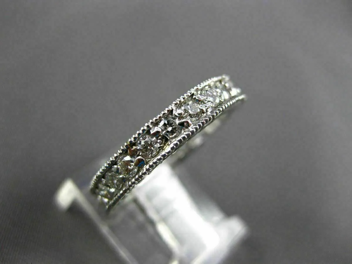 ANTIQUE .90CT DIAMOND 14KT WHITE GOLD FILIGREE ETERNITY ANNIVERSARY RING #18731