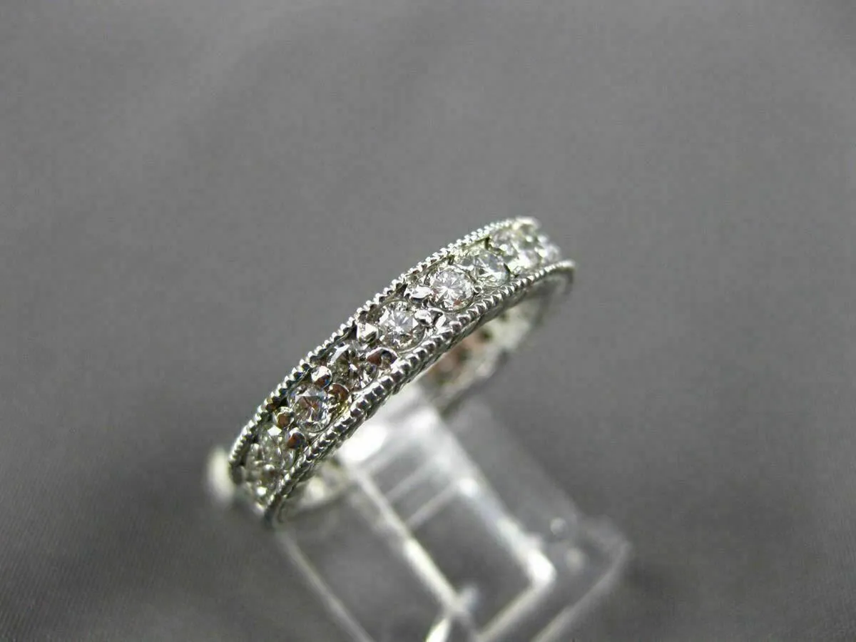 ANTIQUE .90CT DIAMOND 14KT WHITE GOLD FILIGREE ETERNITY ANNIVERSARY RING #18731