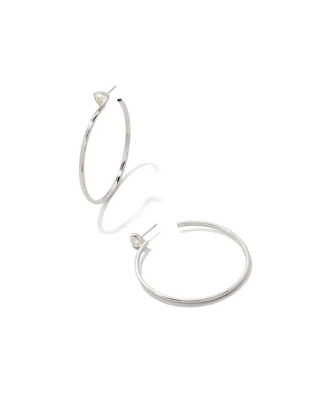 Arden Hoops Earrings in Silver White Crystal