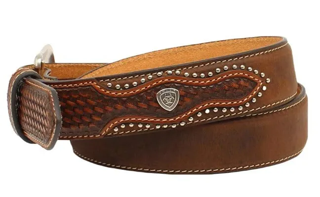 ARIAT Men's Crosswoven Brown Leather Belt