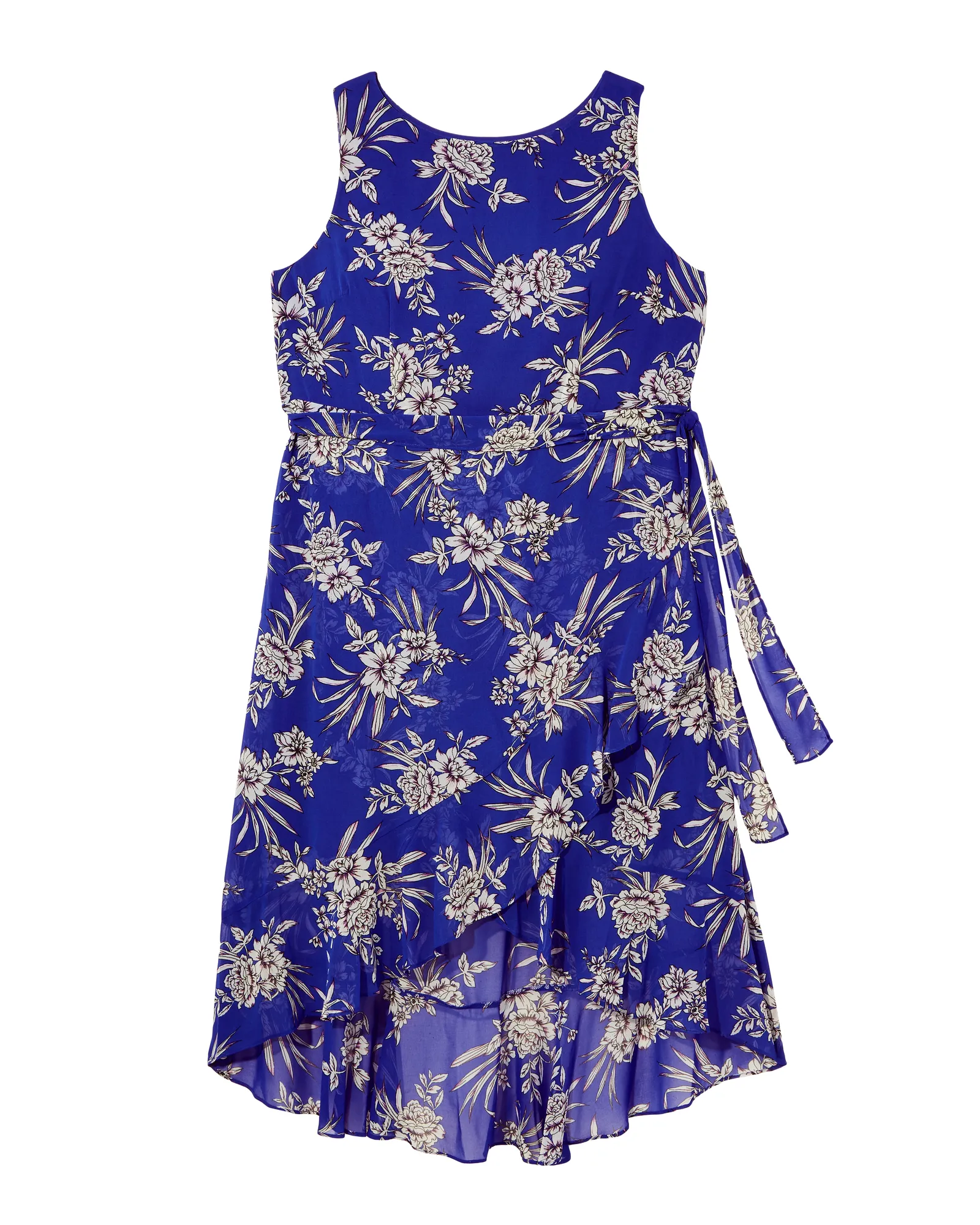 Auburn Asymmetrical Sleeveless Dress | Royal Blue / White