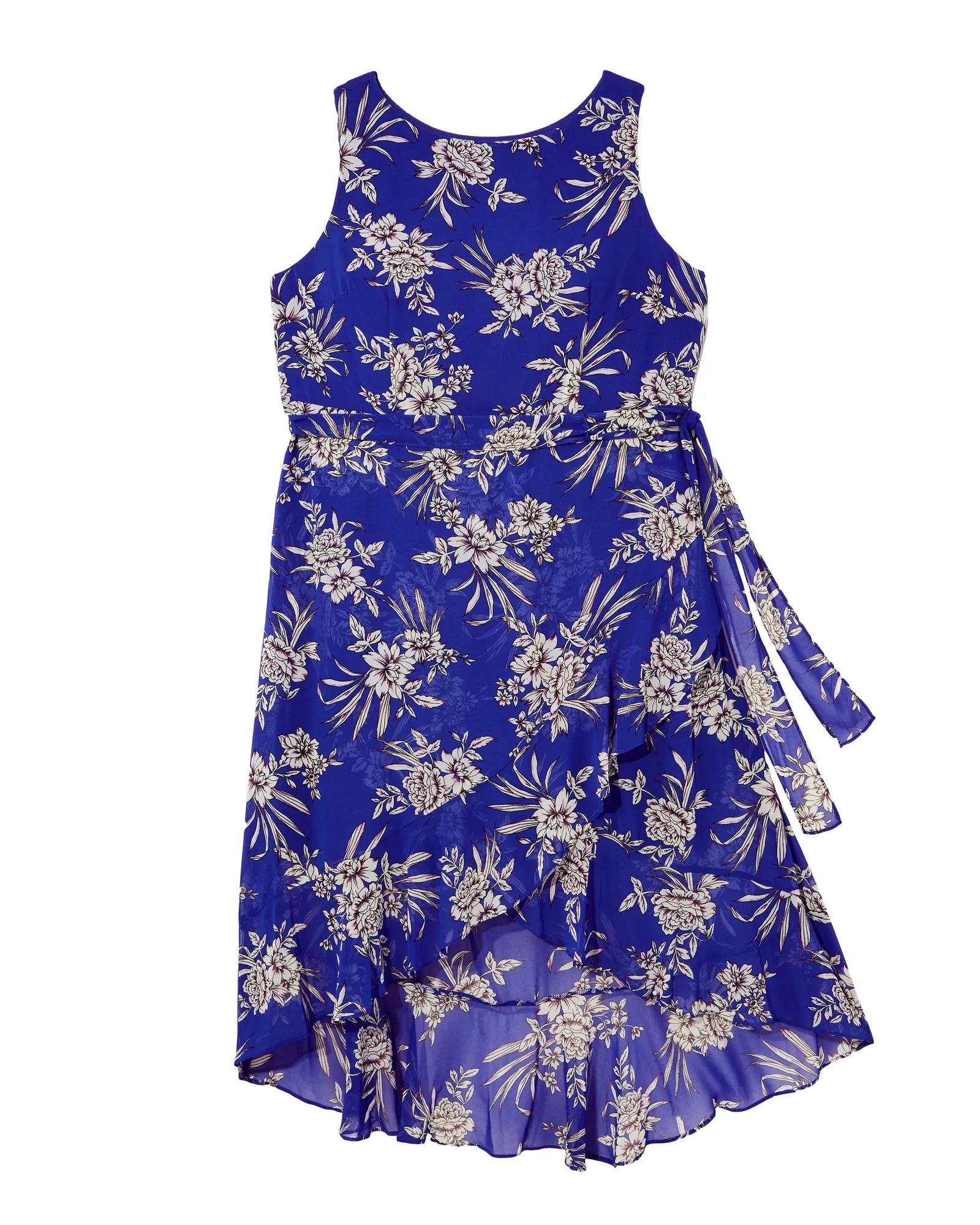 Auburn Asymmetrical Sleeveless Dress | Royal Blue / White