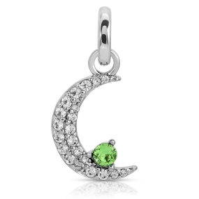 August Peridot Birthstone Charm - Moon