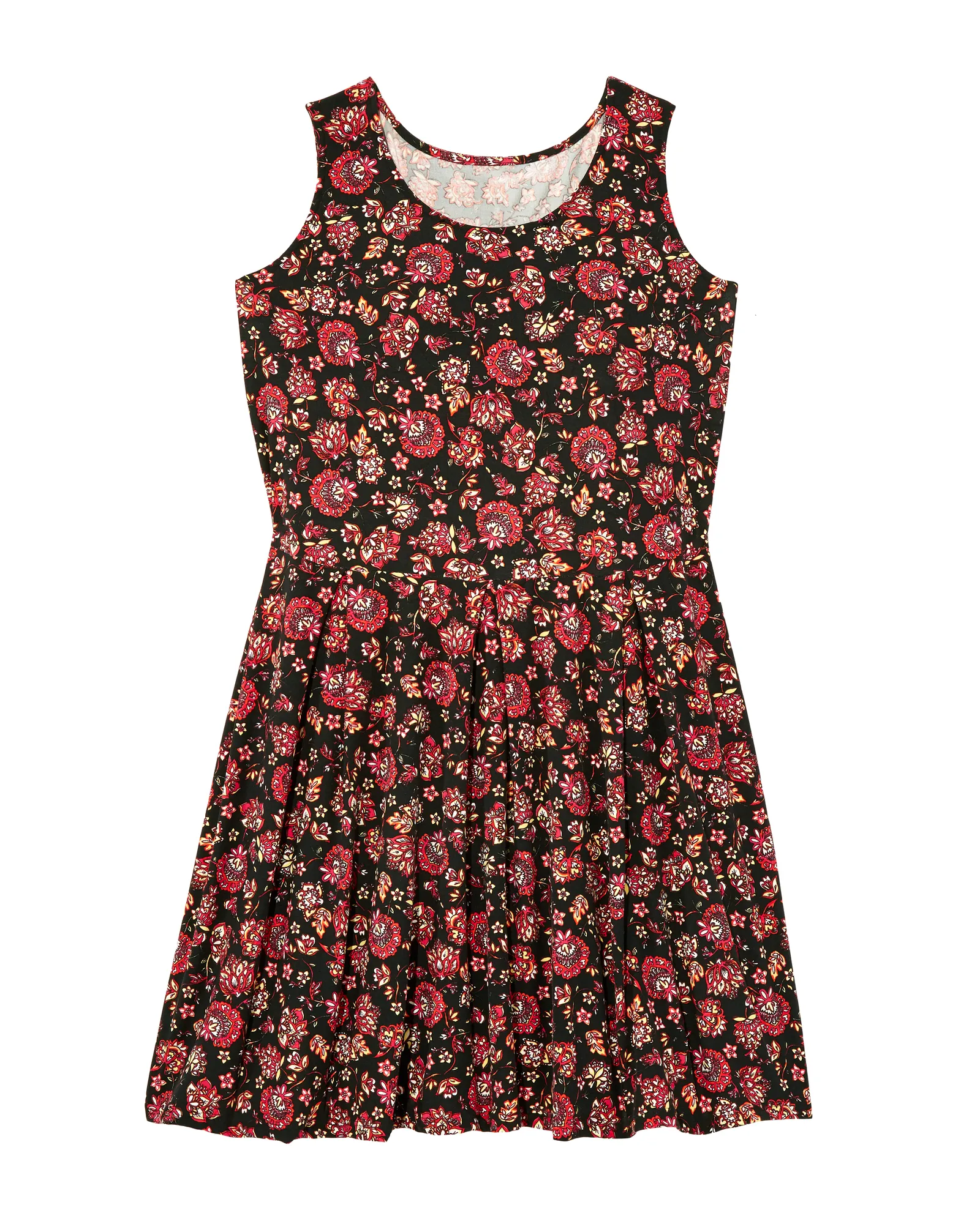 Aurora Sleeveless Fit and Flare Dress | Black / Red