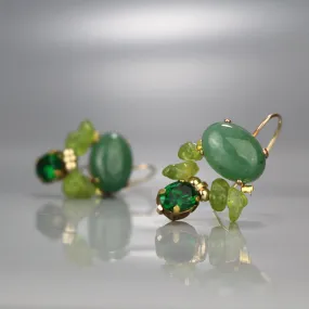 Aventurine and Peridot Bee Earrings in Copper