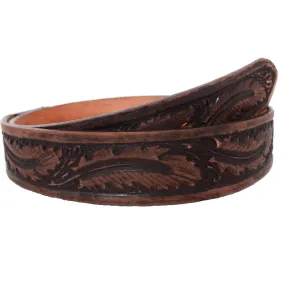 B022 - Brown Vintage Feather Tooled Belt