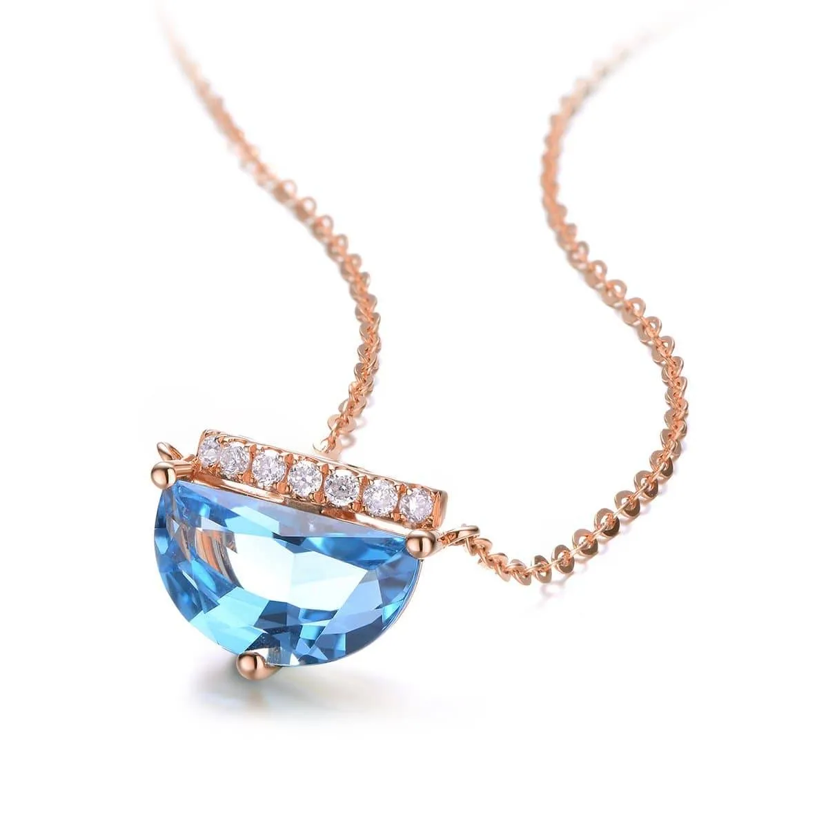 Baikalla™ "Jean" 18K Gold Genuine Topaz Necklace W/Diamonds "My other Half is You" Collection