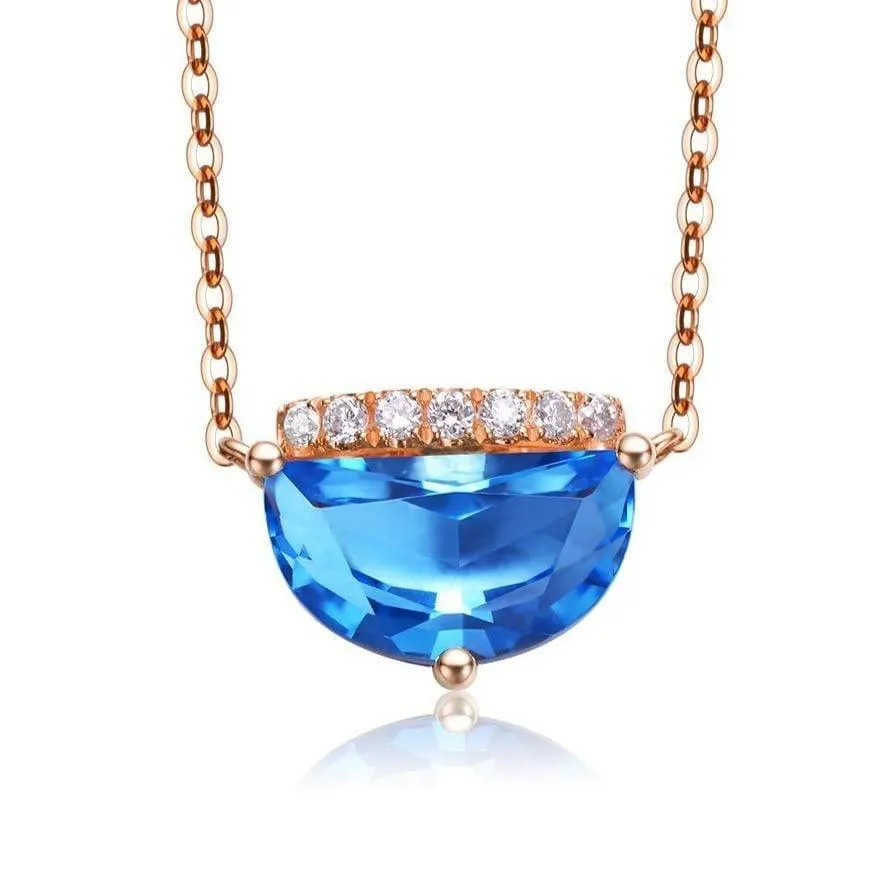 Baikalla™ "Jean" 18K Gold Genuine Topaz Necklace W/Diamonds "My other Half is You" Collection