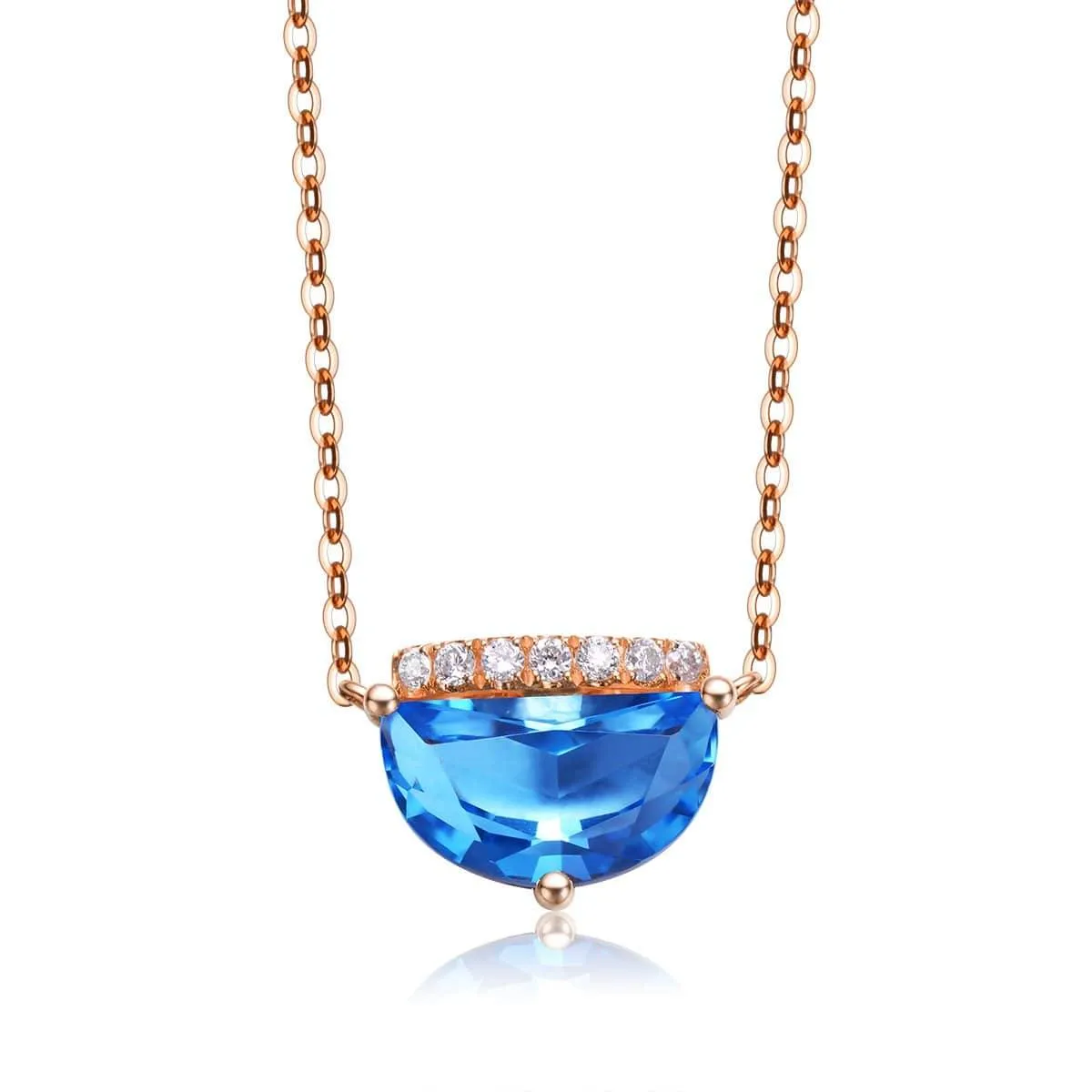 Baikalla™ "Jean" 18K Gold Genuine Topaz Necklace W/Diamonds "My other Half is You" Collection