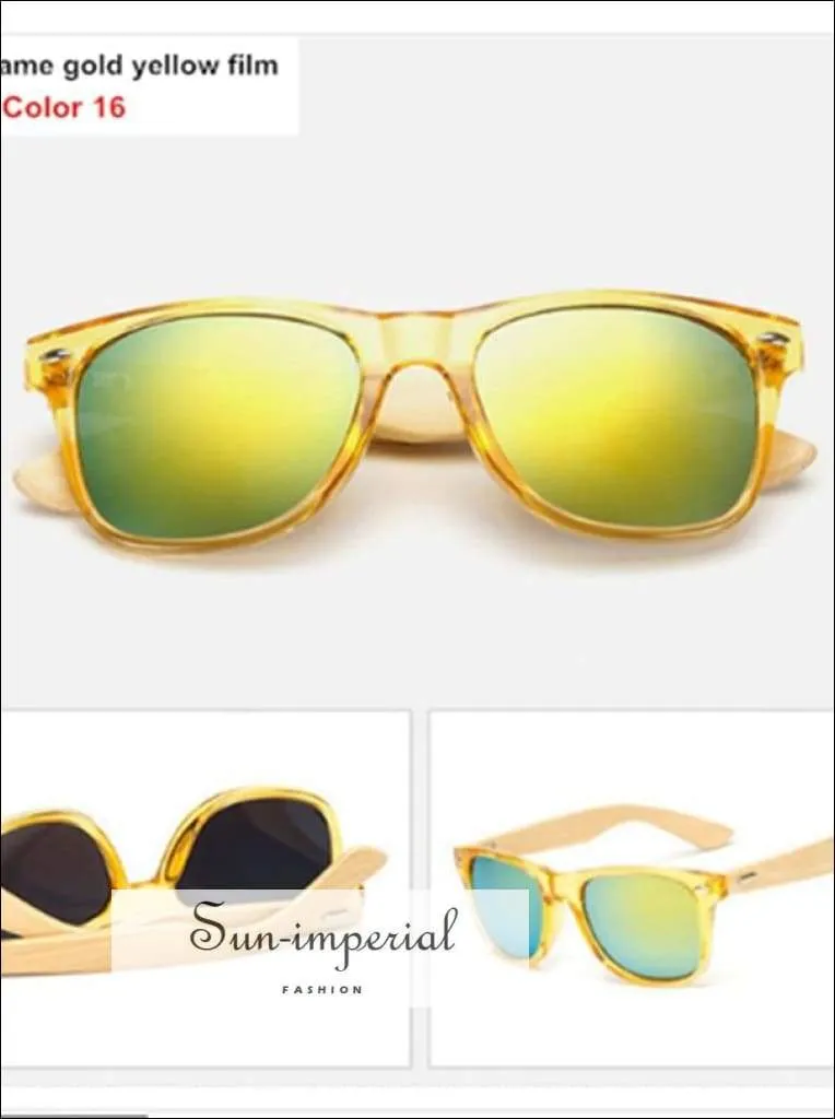 Bamboo Sunglasses Unisex Travel Sunglasses Vintage Wooden Leg Fashion Eyeglasses - Blue Frame Blue